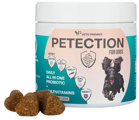PETECTION Daily Probiotic & Multivitamin Supplement for Dogs | Suitable for All Dog Breeds and Ages | Daily Support for Digestion Gut Function Mobility Immunity Skin & Coat Health