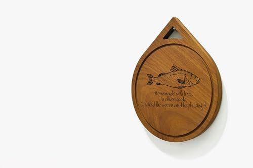 Round Wooden Chopping Board - Solid Iroko Wood - Engraved Cutting Board - Personalized Housewarming Gift - Homemade with Love - Mothers Day