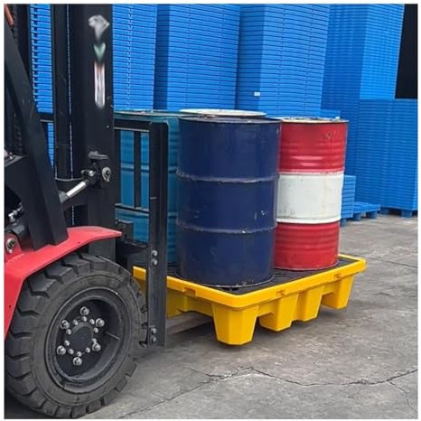 LTFCFZQ Öltank-Auffangwanne, Fass-Auffangplattform, Industrielle Ölfass-Auffangpalette mit Abfluss, Modulare Auffangwanne aus Polyethylen für Garagen-Keller (80 L/130 x 68 x 15 cm)