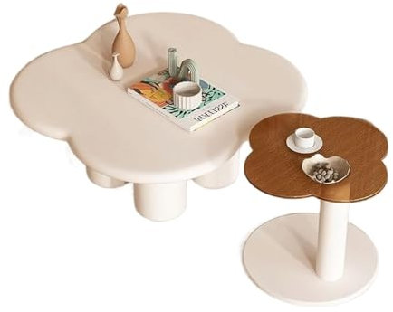 UYHBCNQD japanischer Teetisch Moderner niedriger Tisch, kreativer Couchtisch, 2er-Set, Satztisch, unregelmäßige Wolkenform, Bodentisch, Beistelltisch aus gehärtetem Glas Einfach