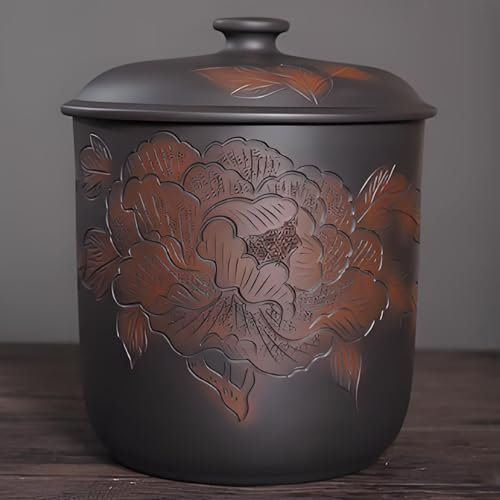 YVYKFZD Céramique Seau à Riz rétro, Seau à Riz en Céramique Boîte à Riz, Distributeur de Riz Distributeur cereales avec Couvercle, Récipient de Stockage de Riz, pour soja, maïs, Farine(5kg/11.0 LB)
