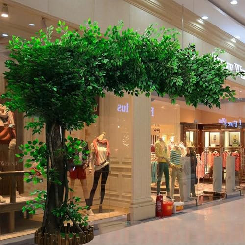 DDZJTPP Künstlicher Banyan Baum Mit Echtem Holzstamm,Großer Kunst Ficus Baum,Große Künstliche Sakura Bäume für Den Innen und Außenbereich,Haus,Heim,Büro,Garten Wunschbaum,Extended-2x2m/6.6x6.6ft