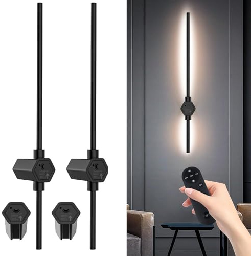 TBRFP Akku Wandleuchte Innen,10000mAh,5W,60CM,USB-C Wiederaufladbare LED Wandlampe mit Abnehmbare Stromversorgung,Schwarz Dimmbar Kabellose Wandleuchte Batterie,für Wohnzimmer Schlafzimmer (2 Stück)