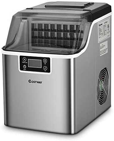 FANTAST - Macchina per cubetti di ghiaccio da 3,2 l, con timer, 24 cubetti di ghiaccio in 15 minuti, 18 kg, 24 H, display LCD