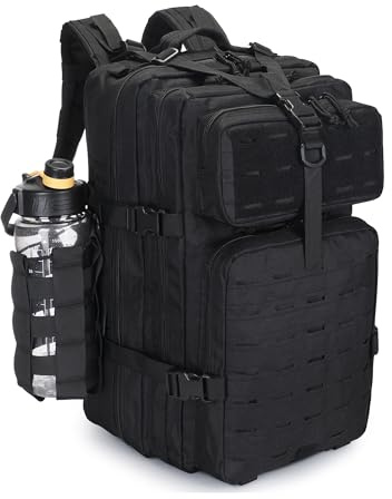 VINBAGGE Mochila Militar 35L Mochila Hombre Táctica Impermeable MOLLE para Viaje Senderismo Deportivas Trekking Camping, Negro