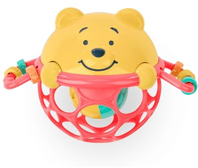 Bright Starts, Hochet Disney Winnie l'ourson Jingle & Shake - Technologie Oball Facile à Saisir, Jouet Unisexe, Nouveau-Né et Plus