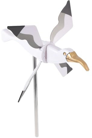 DECOMELODY Girouette Mouette Décorative pour Jardin Extérieur Pelouse, Ornement PVC Solide, Moulin à Vent Tournant Naturel, Décoration Fête Terrasse Cour Patio