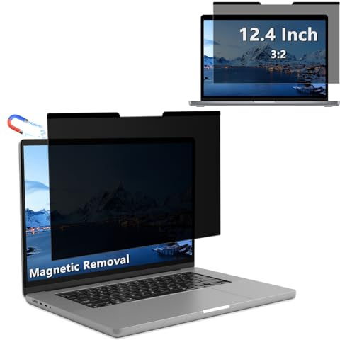 RanBluu 12.4 inch Laptop Privacy Screen Filter for 3:2 Widescreen Display, 12.4 Removable Anti Glare Protector, Magnetic Blue Light Filter Shield Film for Computer Screen & Monitor (12.4 3:2)