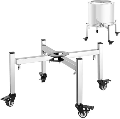 VEVOR Eldstav, 38–68,6 cm, justerbar, stretchig, med 4 hjul, eldskålstillbehör, mobilstativ för utomhuseldstäder, rostfritt stål campingeldtunna tillbehör för eldstäder