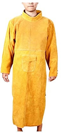 OUTFYT Soldador De Cuero Artificial Herrero Delantal De Servicio Pesado Retardante De Soldadura Resistente A Alta Temperatura Herramientas De Ropa,Protección superior(Gold,120CM_BLACK)
