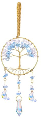 JOVIVI Aquamarine Crystal Tree of Life Sun Catcher Hanging crystals Gifts for Women Mum Birthday,Womens Suncatchers for Windows Home Decor Garden Christmas Hanging Decorations Ornaments