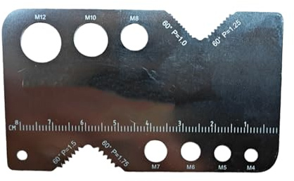 Calibre de rosca de tornillo – Calibre con paso de rosca de acero inoxidable | Calibre de tornillos para medición de diámetro, mecánica, ingenieros, metalurgia, fontanería, carpintería, taller
