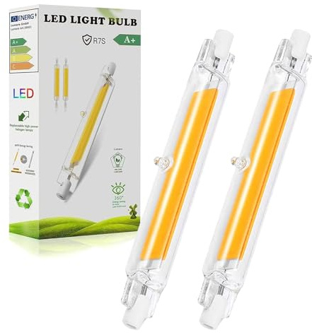 Hsientpe Ampadina R7S LED 78mm Dimmerabile 10W, Lampada R7S LED Bianco Caldo 3000K 1000LM, Equivalente a 100W Lampada Alogena, Nessun Sfarfallio, Illuminazione Fascio 360°, 2 Pezzi