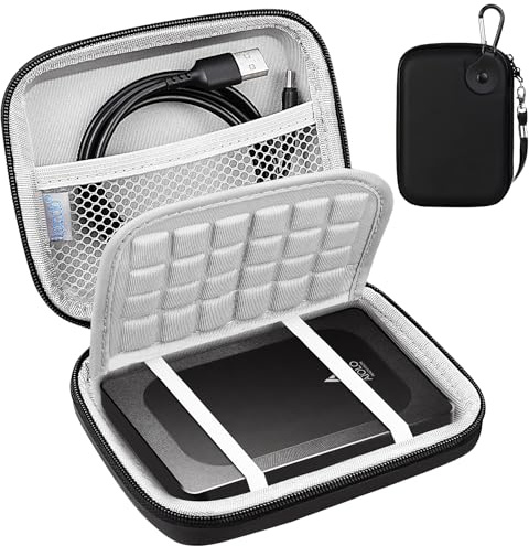 Lacdo Hårddisk Bärväska för Aiolo Innovation External Hard Drive Ultra Slim Portable HDD 1TB 1.5TB 2TB 4TB 5TB 320GB 500GB 750GB USB 3.0 HDD Hard EVA Stötsäker Resväska Vattentålig, Svart