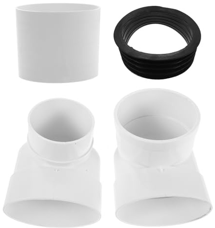 DIKACA Flangia Scarico Wc Offset in PVC Resistente Raccordo Tubi Drenaggio Flessibile per Riparazione e Spostamento Sanitario Installazione Semplice per Bagni Compatti