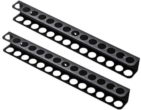 Organizer da parete per cacciaviti e pinze, 23 fori, per officina, garage, banco da lavoro, realizzato in acciaio resistente con finitura antiruggine, nero, 32 x 5 x 4 cm