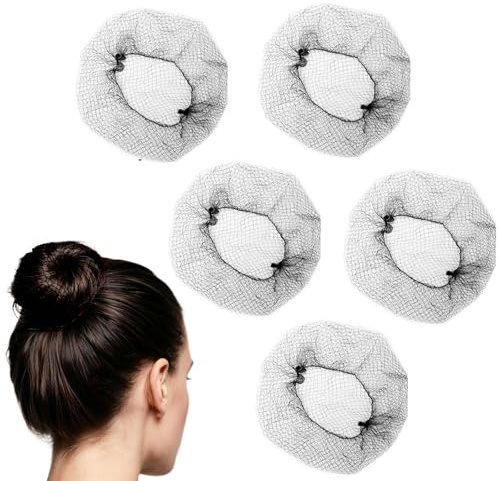 5 Pcs Hair Nets for Sleeping & Buns, Black Elastic Edge Mesh Bonnet for Women, Thicker Comfortable Sleep-in Hairnets for Keeping Ladies Night Hair Neat Accessories