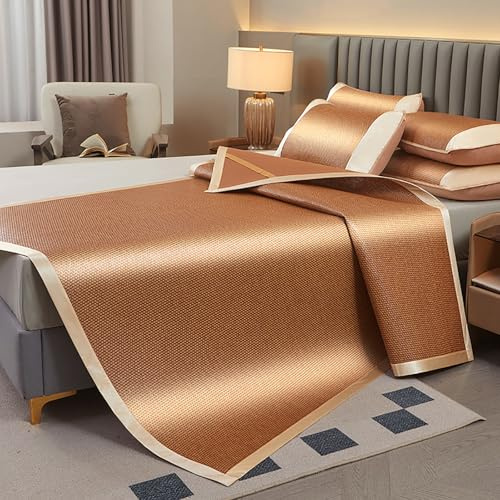 AVSMGP C,200 * 220cm, Tappetino Da Letto Estivo in Bambù, Materassino Rinfrescante Matrimoniale Queen Size Fatto A Mano Topper in Bambù Pieghevole – Per Chi Soffre Il Caldo Di Notte