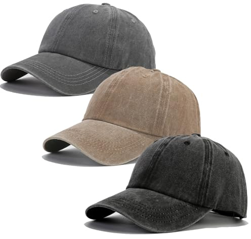 Dzpuhuojz 3 Pcs Baseball Caps, Distressed Washed Vintage Caps for Men Women | Full Cotton Hats, Adjustable Hats for Outdoor Workout Running Sport Golf Tennis Travel Shopping