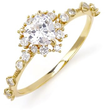 Skcess Echter Schmuck Partnerringe Au 375/585/750 Gold mit Herz Moissanit, Herz Form