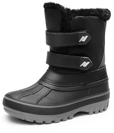 DREAM PAIRS Bottes Neige Enfant Fille Garçon Chaudes Imperméables Antidérapantes Hiver Extérieur,Size 31,Noir,DUCKO
