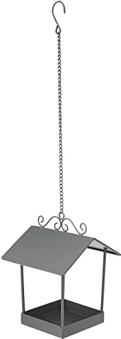 Dehner Natura Premium Wildvogel Futterhaus Vilnius, Futterstation / Tränke für Wildvögel, Vogelhaus dekorativ / hängend, inkl. Aufhängevorrichtung, ca. 18 x 15 x 15 cm, Metall, Grau