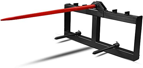 YINTATECH 49 Tractor Hay Spear & Skid Steer Loader 2000lbs Quick Attach for Bobcat Tractors with 2pcs 17 Stabilizer Spears Spike Fork Tine Attachment