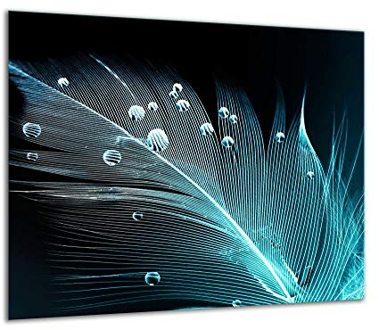 TMK Plaque de recouvrement, 60 x 52 cm, en verre, décorative, pour cuisinières électriques, à induction, protection anti-éclaboussures, planche à découper, noire et bleue