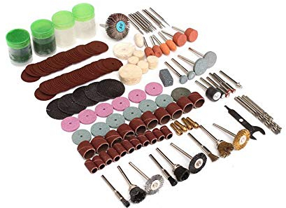 ANCLLO Smerigliatrice elettrica Set di accessori per utensili rotanti a disco per fresa a disco per Dremel rettifica levigatura lucidatura 161 pezzi, kit di levigatura smerigliatrice elettrica
