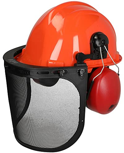 Forsthelm Forstschutzhelm mit Ohr- und Gesichtsschutz orange DIN 352-3 EN 397
