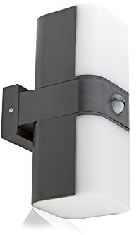 HUBER LED Wandlampe mit Bewegungsmelder 140° 20W, 3300lm I IP65 geschützte LED Außenleuchte mit Bewegungssensor I Wandleuchte innen, Tube, anthrazit