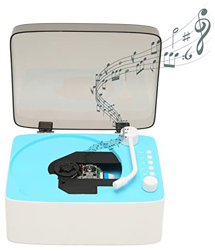Bluetooth Record Player, Vintage Turntable Portable CD Player with Headphone Jack and USB Flash Drive Multifunction Retro Mini Vinyl Record Player Bluetooth Boombox Speaker HiFi Speaker(Sky Blue)