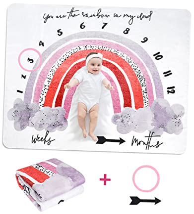 Hohopeti Monatsdecke aus Flanell für Babyjungen mit Rahmenmarkierung Weich und Angenehm für Neugeborene als Fotorequisite