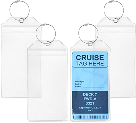 Gepäckanhänger Kofferanhänger,moinkerin 4 Stück 19X9.5CM Transparente Kofferanhänger mit 4 Verschraubbaren Metallgürtel Kofferanhänger mit Adressschild Wasserdicht für Koffer, Rucksäcke