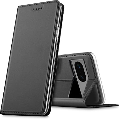 Verco Handyhülle für Google Pixel 7, Premium Handy Flip Cover für Pixel 7 Hülle [integr. Magnet] Book Case PU Leder Tasche, Schwarz