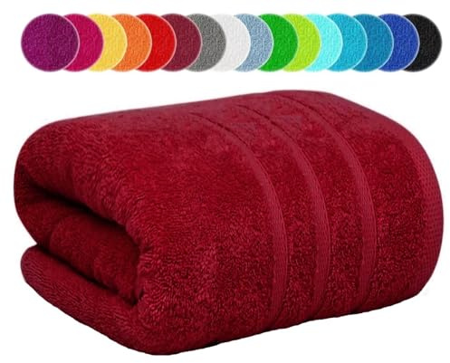 Sábanas de baño extragrandes XXL de 100x200 cm de gran tamaño, toallas de baño súper suaves 100% de algodón egipcio, toalla de playa envolvente para el cuerpo de 600 g/m² (Rojo, 1)