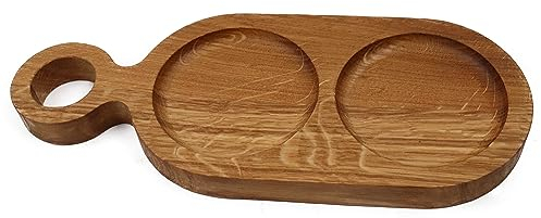 B4K® Tabla de cortar para pan de madera de roble, engrasada, tabla de trinchar, tabla de desayuno, posavasos, bandeja para servir, 1 unidad