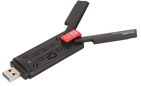 Septpenta USB WLAN Adapter, 1800 Mbit/S Dualband WLAN Adapter, mit Zwei 3Dbi High Gain Antennen für Windows10, für Windows11 Betriebssysteme, Mobiltelefone, Tablets, Laptops (Schwarz)
