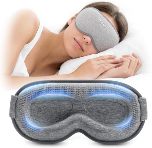 Weighted Eye Mask for Sleeping - 3D Blackout Sleep Mask for Women Men, Zero Eye Pressure, Lash-Friendly, Adjustable Strap, Airplane Travel Essentials for Long Flight & Road Trip, Meditation Mask(Gray)