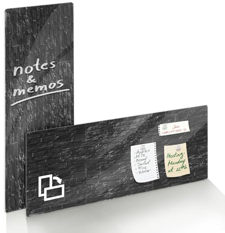 Floordirekt Glasboard Präsentationsboard - Whiteboard - Magnettafel - Magnetboard lackiert oder Glas - magnetisch & beschreibbar - Schreibtafel Magnetwand Wandtafel (Schwarz 46 x 91 cm)