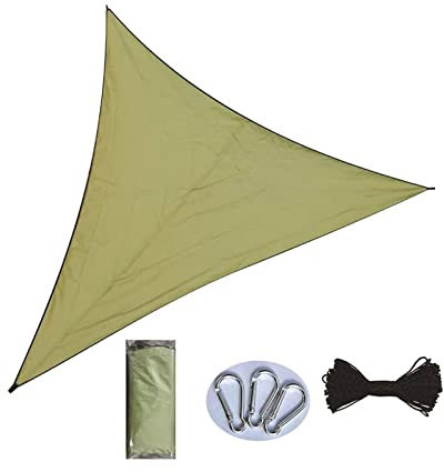 RajoNN Campingzelt Regenfliegen-Zeltplane, wasserdichte Sonnenschutzplane für den Außenbereich, dreieckige Regentuchplane für Camping, Outdoor-Reisen (Silber, 4 x 4 x 4 m)