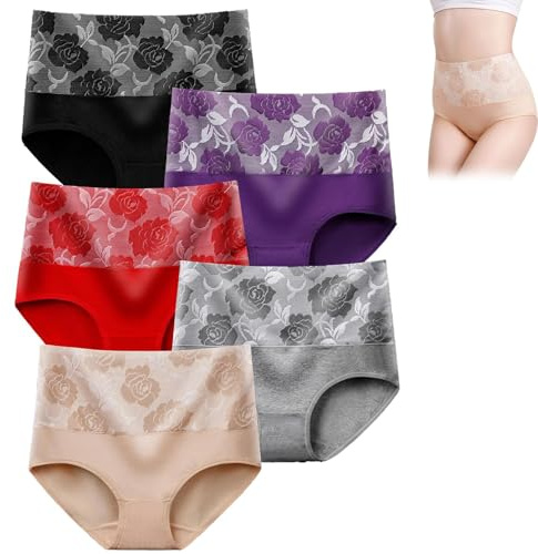 Bloomypink High Waist Incontinence Panties, Leakproof Underwear for Women Incontinence Leak Proof Protective Pants (4XL,5pcs C)