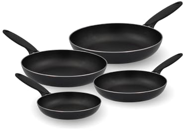 Avilia Set 4 Padelle Antiaderenti 16-20-24-28cm, Alluminio Resistente, Manici Ergonomici, Rivestimento PFOA Free, Compatibili con Lavastoviglie