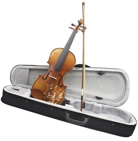 Geigen 4/4 Violine Akustische Ahornplatte CarvedViolin Fiddle Kits mit Koffer und Bogen Anfänger Violine Musikinstrument