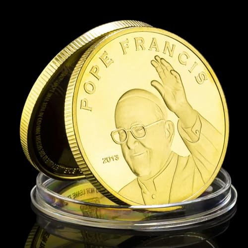 QYZXTH El 266º Papa de la Iglesia Católica Papa Francisco Moneda de Recuerdo Coleccionable Chapado en Oro Moneda Conmemorativa de Plata-Plata