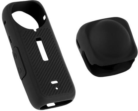 2pcs Camera Protective Case & Lens Cap, Premium Silicone Screen Protector And Lens Cap All-Round Protection Camera Accessories Compatible with Insta 360 x4(Black)