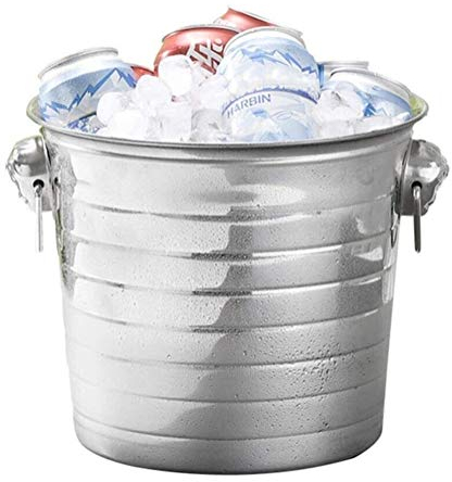 Seau à glace isotherme à double paroi en acier inoxydable avec poignée de transport rétro pour fête, barbecue et pique-nique