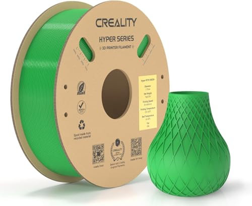 Creality Hyper PETG Filament 1.75 mm, Hochgeschwindigkeits PETG 30–600 mm/s 3D Drucker Filament PETG, Maßgenauigkeit ± 0.03 mm, Passend für die Meisten 3D-Drucker, 1 KG (2.2 lbs) Spule (Grün)