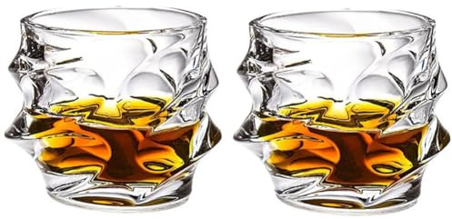 Tsuki Whiskygläser, japanisches Kristall-Whiskyglas, altmodische Whiskygläser, schwere Kristall-Bargläser, einzigartige Cognac-Gläser, Bourbon-Geschenke für Männer, Weinglas-Set, Rocks-Gläser-Set, 2