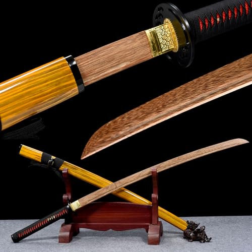 HJHUUA 103 cm großes Katana aus Holz,natürliches Palisander-Samurai-Schwert,handgefertigtes Bokken für Geschenke,Dekoration,Kendo-Übungen,Ausstellung,Cosplay